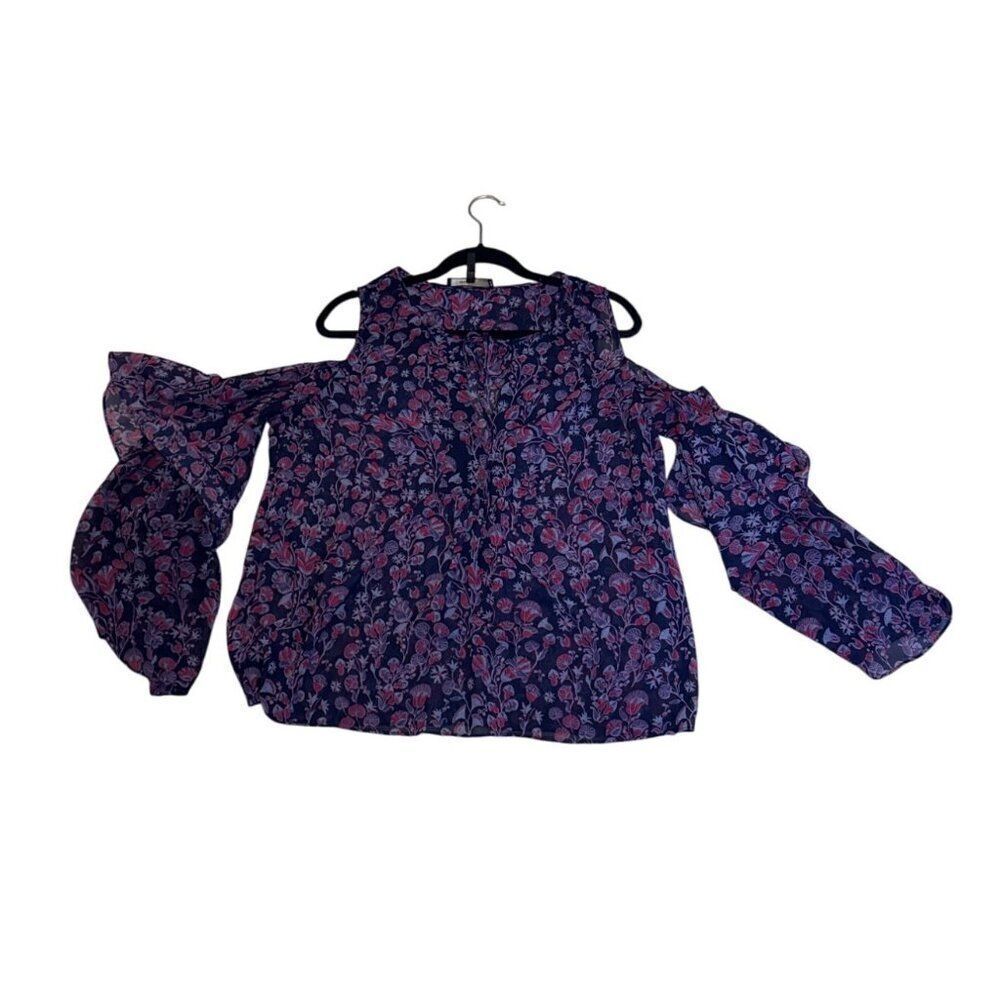 BCBGMAXAZRIA Womens Floral Blouse L